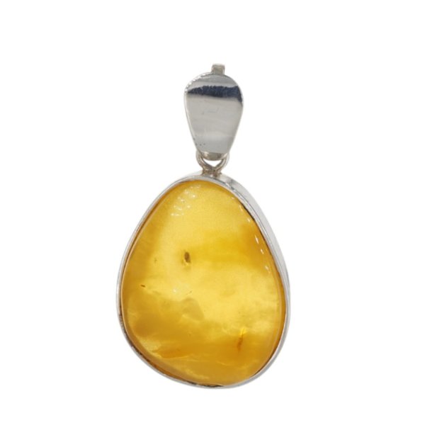 Bursztyn mleczno-przezroczysty i srebro - zawieszka łza