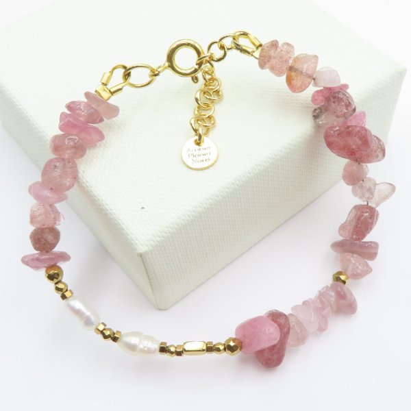 Mix kamieni srebro złocone - bransoletka