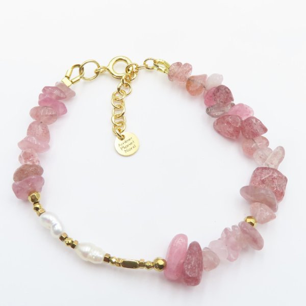 Mix kamieni srebro złocone - bransoletka