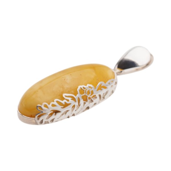 Mleczny Bursztyn i srebro - zawieszka