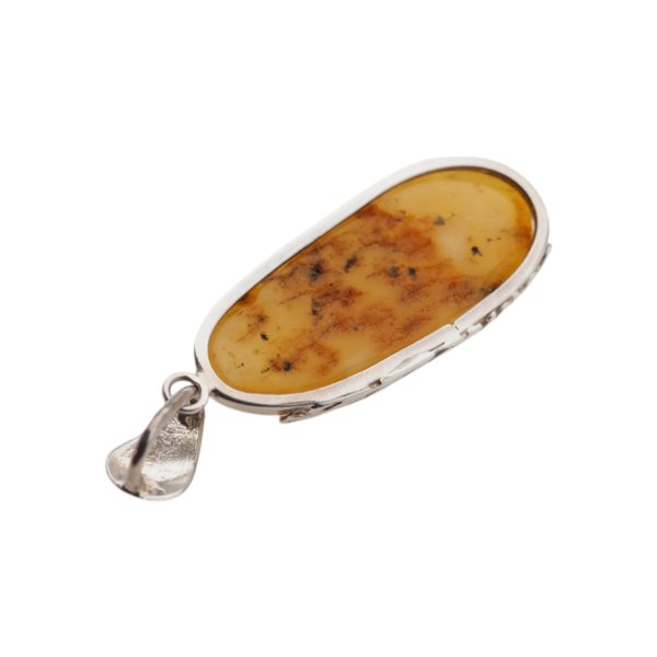 Mleczny Bursztyn i srebro - zawieszka