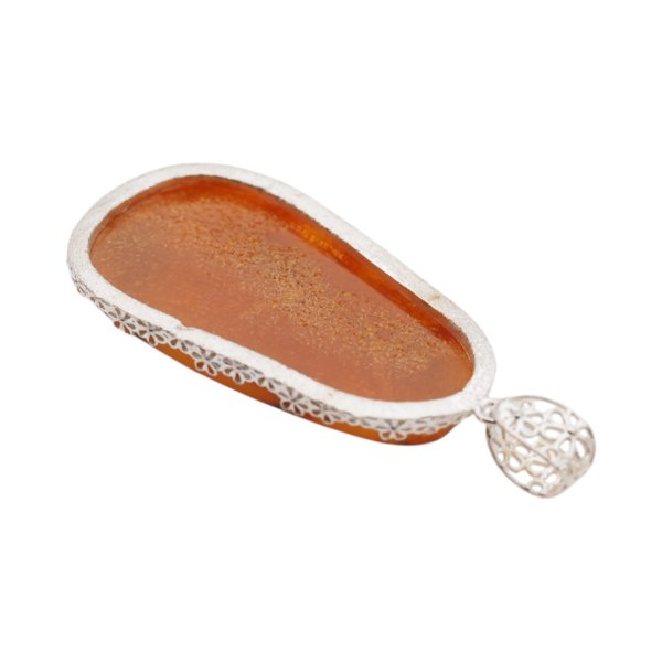 Mleczny Bursztyn i srebro - zawieszka