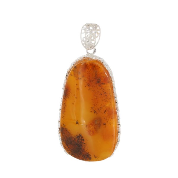 Mleczny Bursztyn i srebro - zawieszka