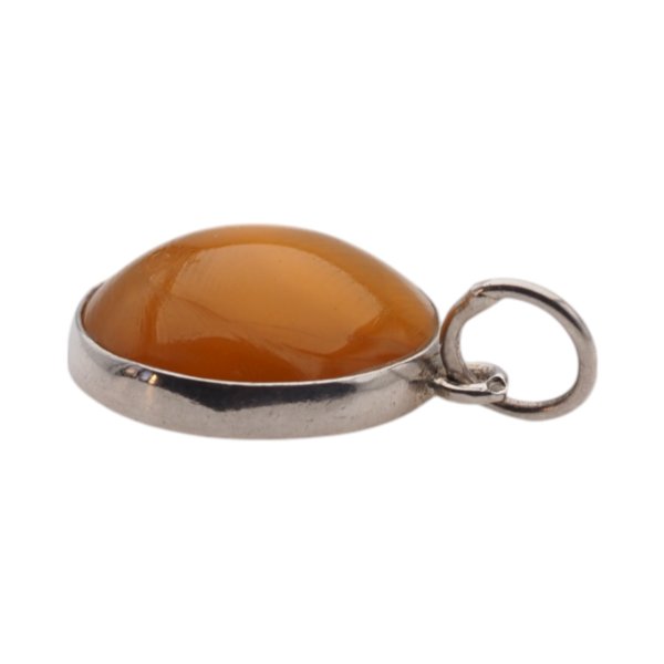 Mleczny Bursztyn i srebro - zawieszka okrągła