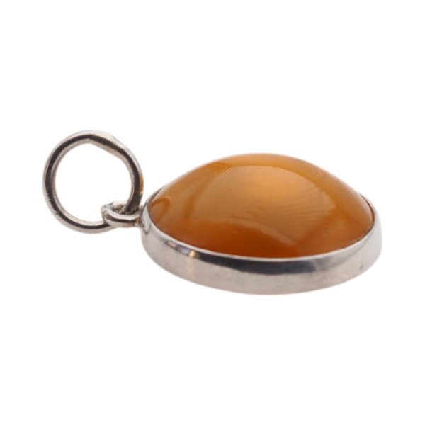 Mleczny Bursztyn i srebro - zawieszka okrągła