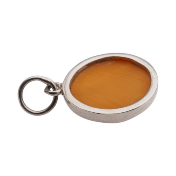 Mleczny Bursztyn i srebro - zawieszka okrągła