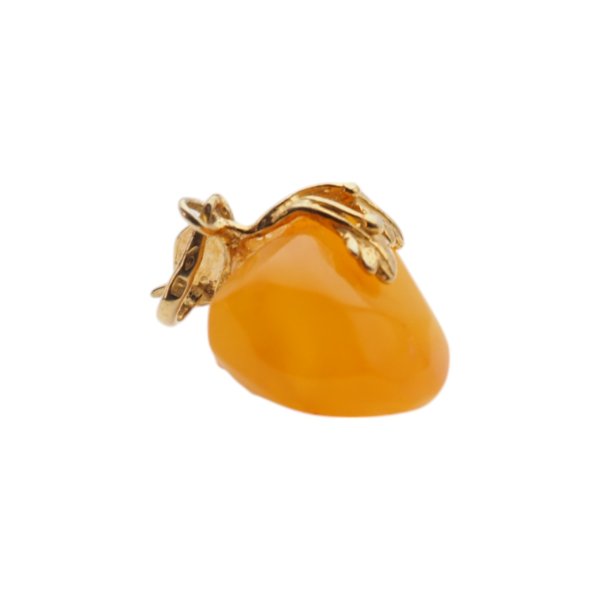 Mleczny Bursztyn i srebro złocone - zawieszka z liśćmi