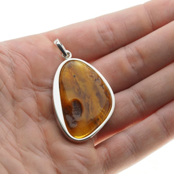 Bursztyn i srebro - zawieszka