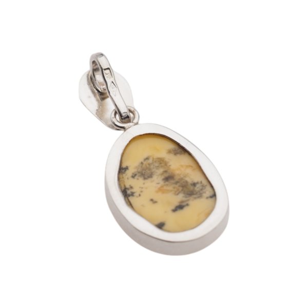 Mleczny Bursztyn i srebro - zawieszka