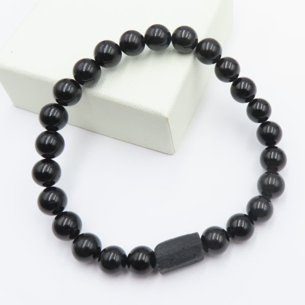 Turmalin Czarny - bransoleta MĘSKA 21 cm