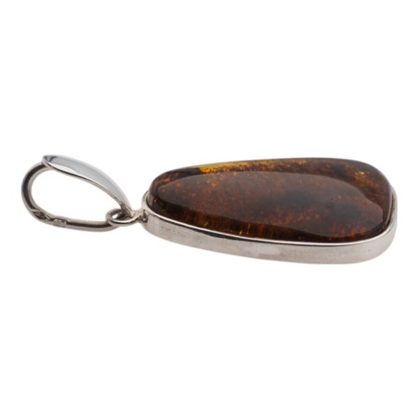 Koniakowy Bursztyn i srebro - zawieszka trapez