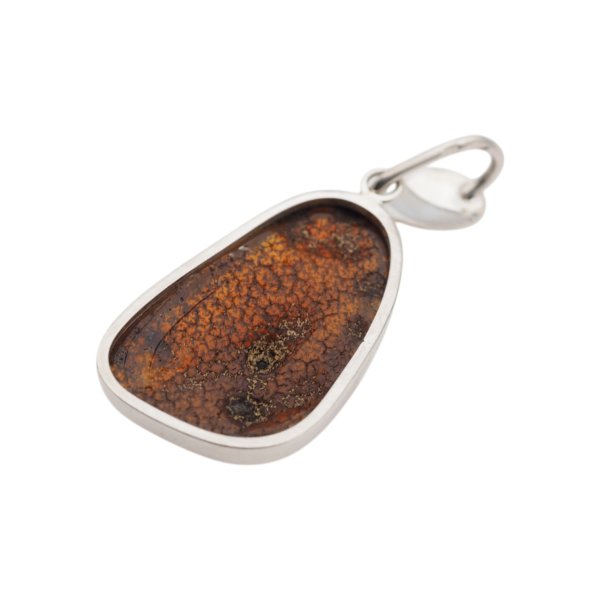 Koniakowy Bursztyn i srebro - zawieszka trapez