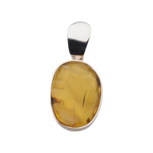 Przezroczysto-mleczny Bursztyn i srebro - zawieszka