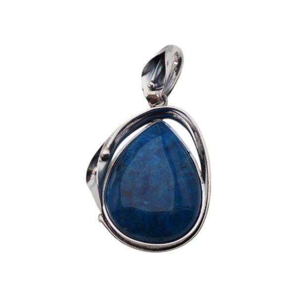 Apatyt 27x20mm i srebro oksydowane - zawieszka łza z liściem