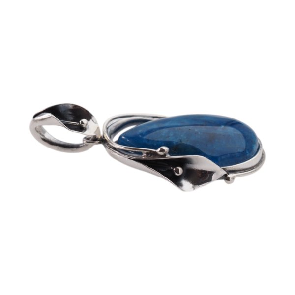 Apatyt 27x20mm i srebro oksydowane - zawieszka łza z liściem