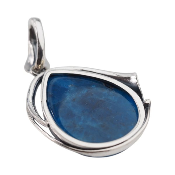 Apatyt 27x20mm i srebro oksydowane - zawieszka łza z liściem