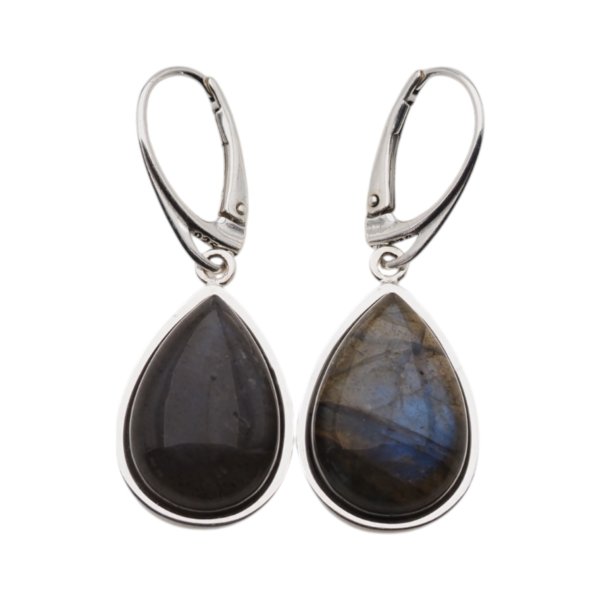 Labradoryt i srebro - kolczyki łzy