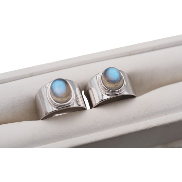 Labradoryt i srebro - sygnet owal