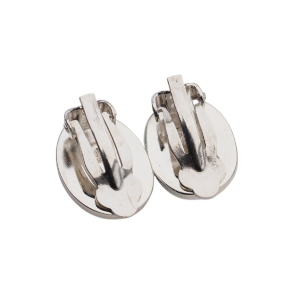 Malachit i srebro - klipsy owale (para)