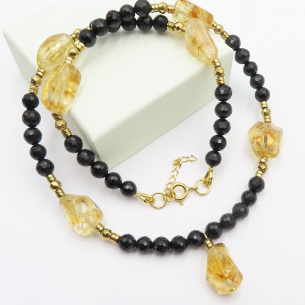 Mix kamieni srebro złocone - naszyjnik 