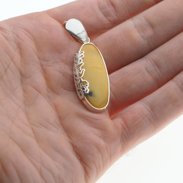Mleczny Bursztyn i srebro - zawieszka
