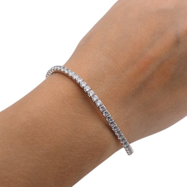 Cyrkonie w srebrze - bransoletka sprężynująca