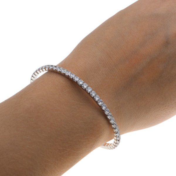 Cyrkonie w srebrze - bransoletka sprężynująca