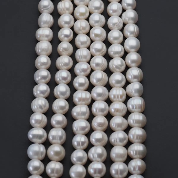 Perły Naturalne Hodowane białe 9-10 mm  nr 347(sznur)