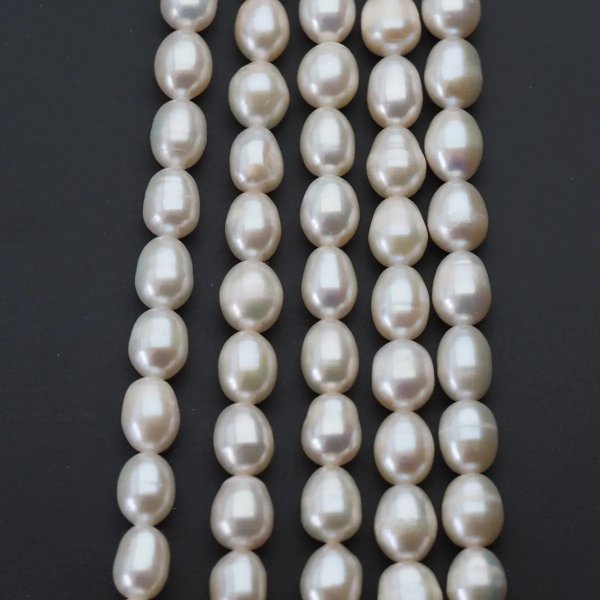 Perły Naturalne Hodowane białe ryż 6–7 mm nr 351 (sznur)