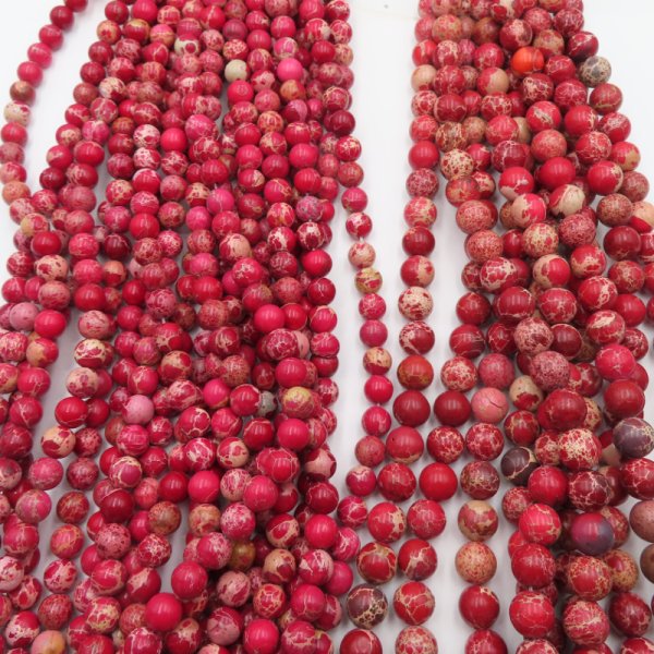 Jaspis cesarski czerwono- różowy kulki 4, 6, 8 lub 10 mm (sznur)