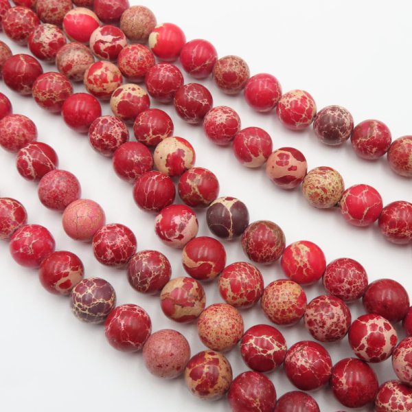 Jaspis cesarski czerwono- różowy kulki 4, 6, 8 lub 10 mm (sznur)