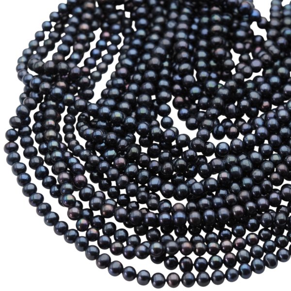 Perły Naturalne Hodowane czarne 7-8 mm nr 367 (sznur)