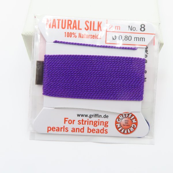 Nici Jedwabne fioletowe z igłą - 0,8mm/2 metry