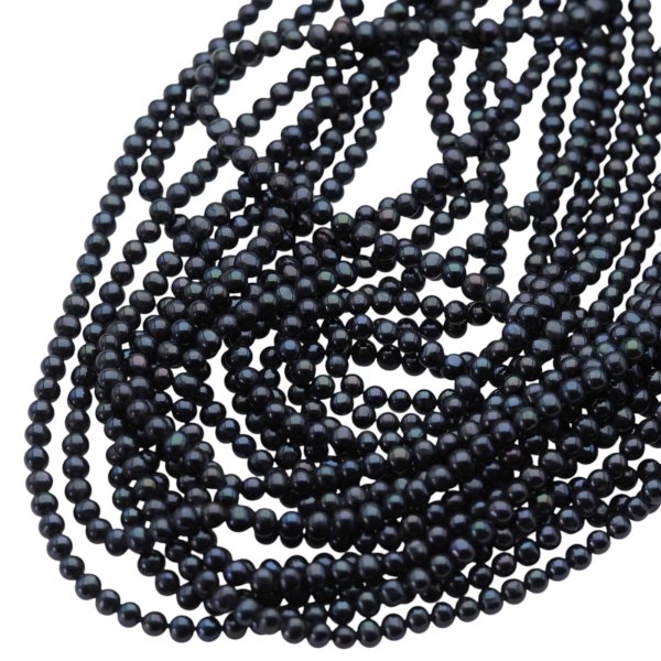 Perły Naturalne Hodowane czarne 5-5,5 mm nr 369 (sznur)