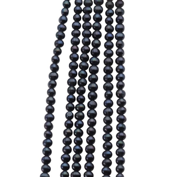 Perły Naturalne Hodowane czarne 5-5,5 mm nr 369 (sznur)