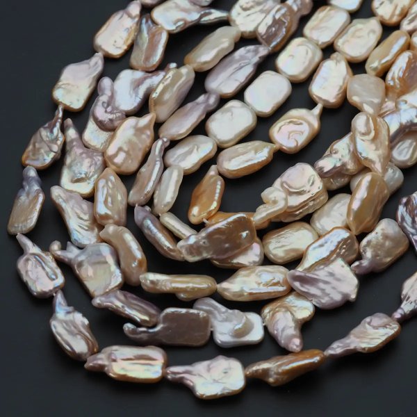 Perły Naturalne Hodowane różowe prostokąty 11-12x16-20 nr 361 (sznur)