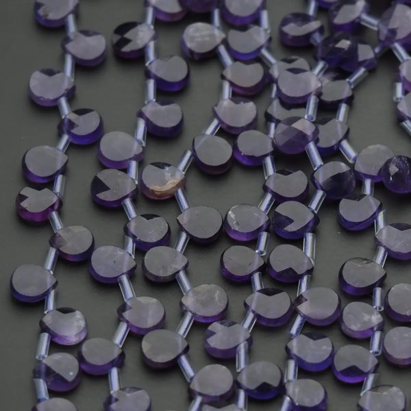 Ametyst fasetowane łzy briolette  8x10 mm (sznur)