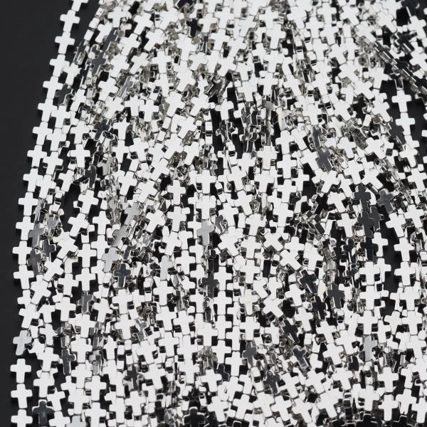 Hematyt srebrny krzyż 6x8 mm (sznur)