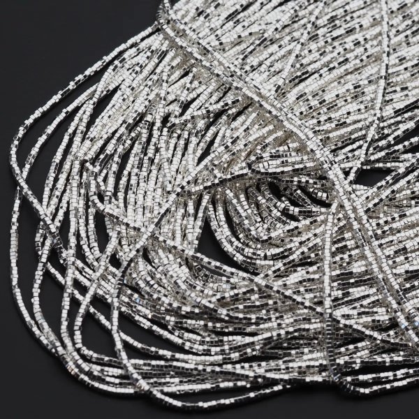 Hematyt sześciokąt 2x1 mm srebrny (sznur)