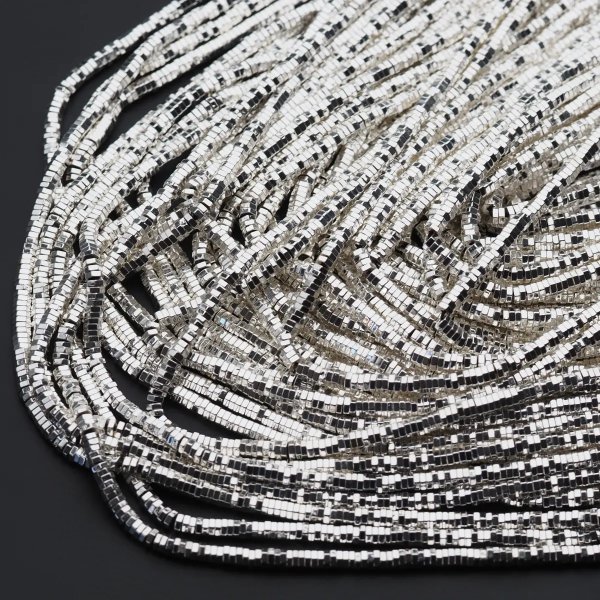 Hematyt sześciokąt 3x1 mm srebrny (sznur)