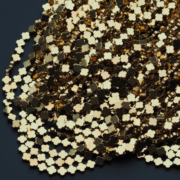 Hematyt złocony AU koniczynka 6 mm (sznur)