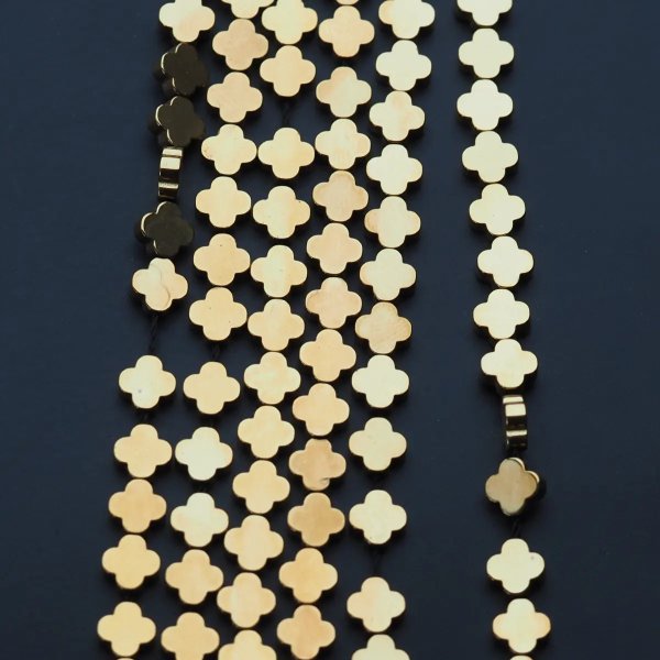 Hematyt złocony AU koniczynka 6 mm (sznur)