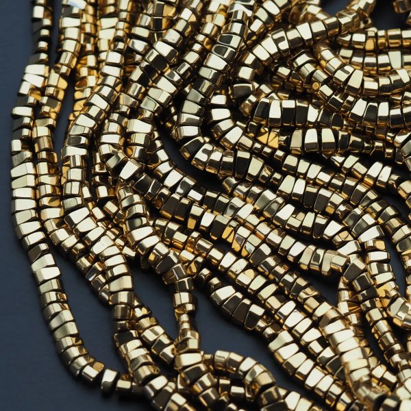 Hematyt złocony AU kropla 6x3 mm (sznur)