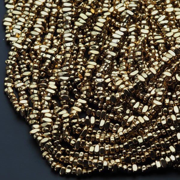 Hematyt złocony AU kropla 8x3 mm (sznur)