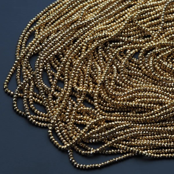 Hematyt złocony AU oponka fasetowana  3x2 mm (sznur)