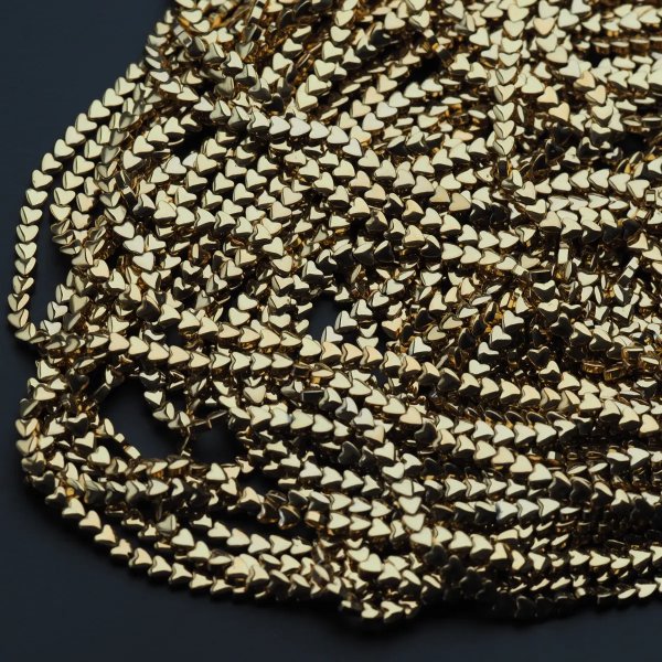 Hematyt złocony AU serce 4 mm (sznur)