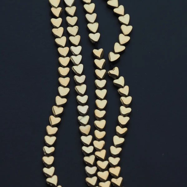 Hematyt złocony AU serce 4 mm (sznur)