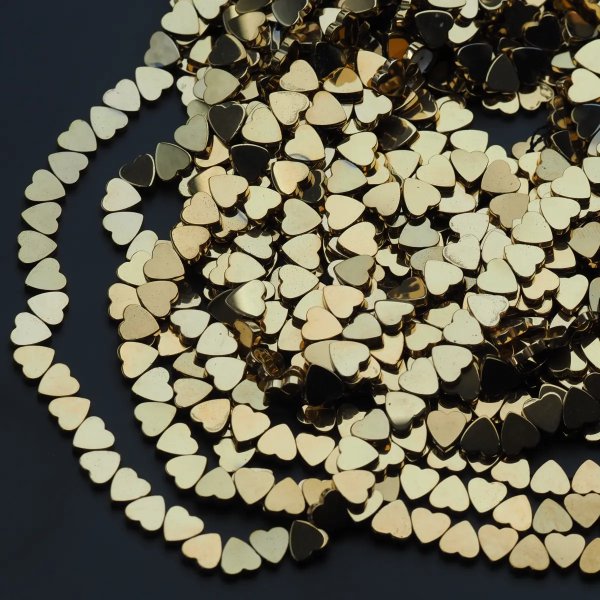 Hematyt złocony AU serce 8 mm (sznur)