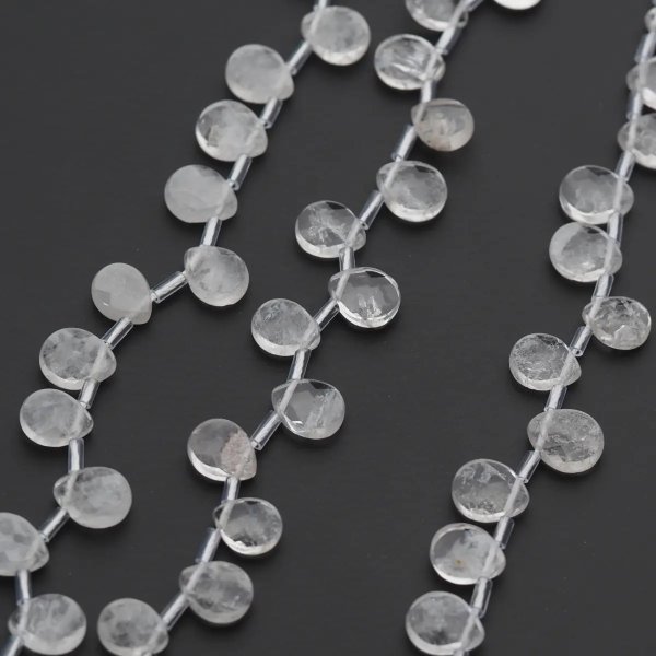 Kryształ Górski fasetowane łzy briolette  8x10 mm (sznur)