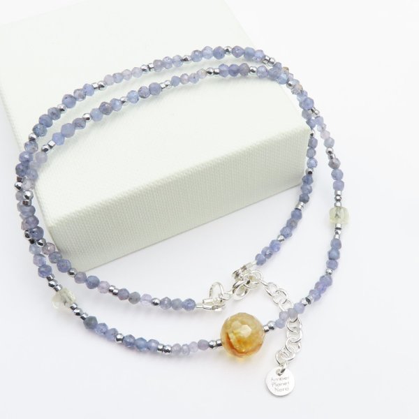 Mix Kamieni i srebro złocone - naszyjnik 